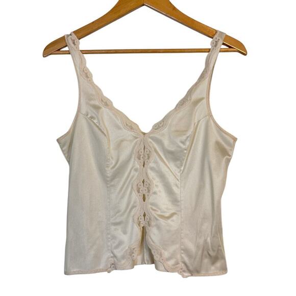Warner's Frostings Women's Peekaboo Lace Trim Pullover Camisole Top Size M Beige - Picture 1 of 6